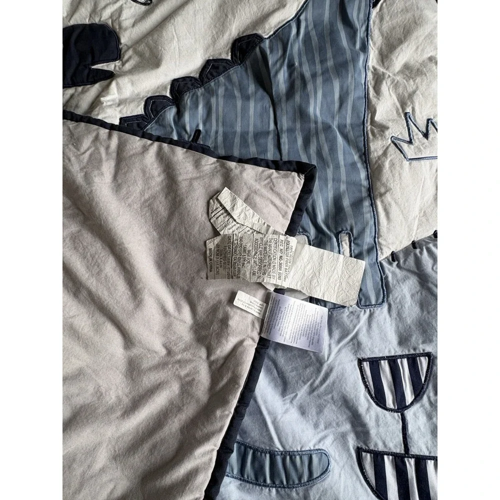 Lambs & Ivy Dinosaur Nursery Crib Comforter Baby Dino Blue & Gray Blanket